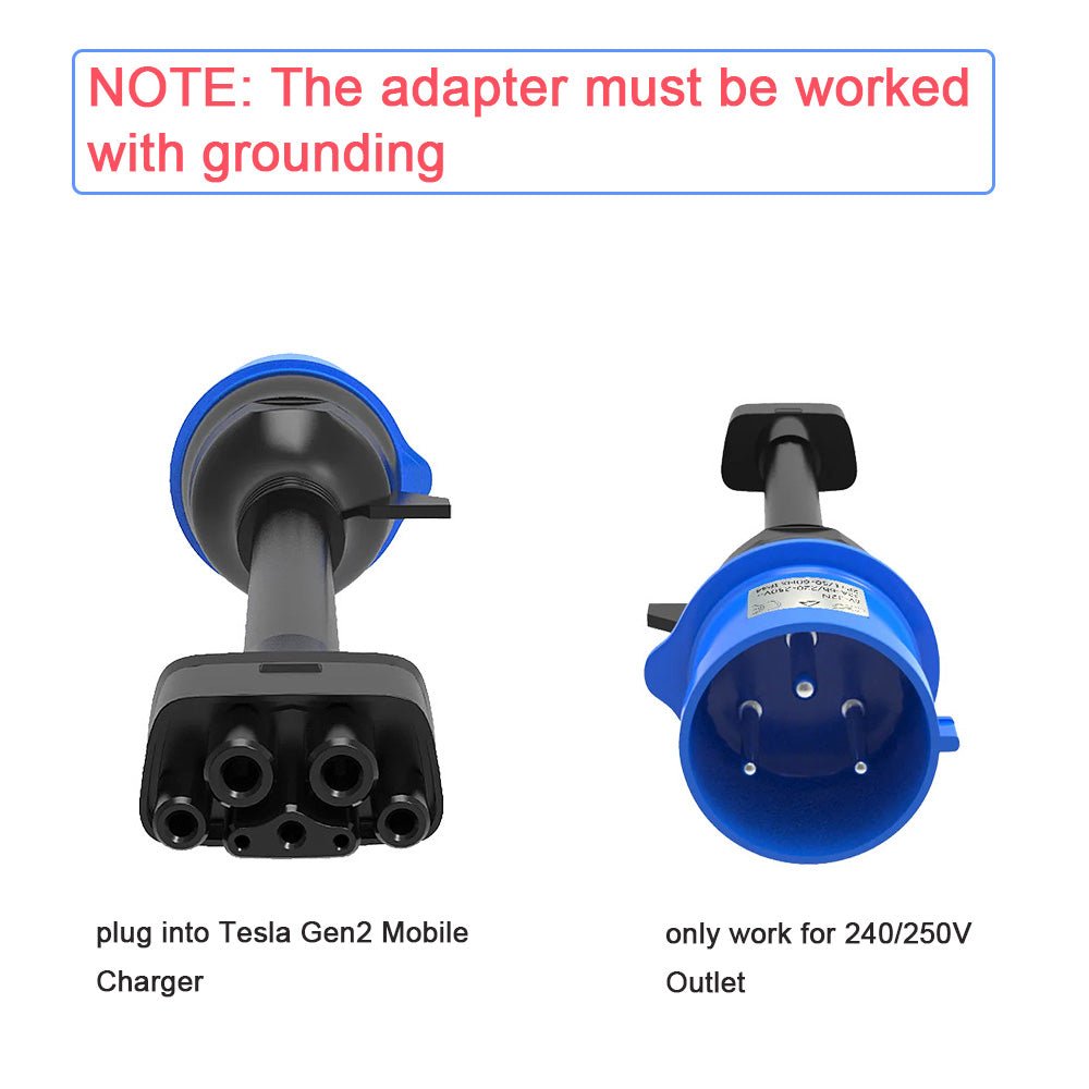 3-Pin CEE to Tesla Adapter - 32A EV Charger Extension Cable for Tesla Mobile Connector