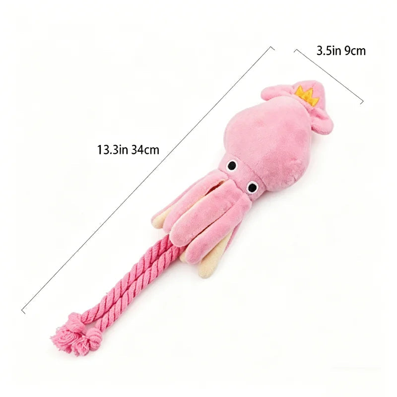 Miroken Squeaky Octopus Rope Chew Pet Toy
