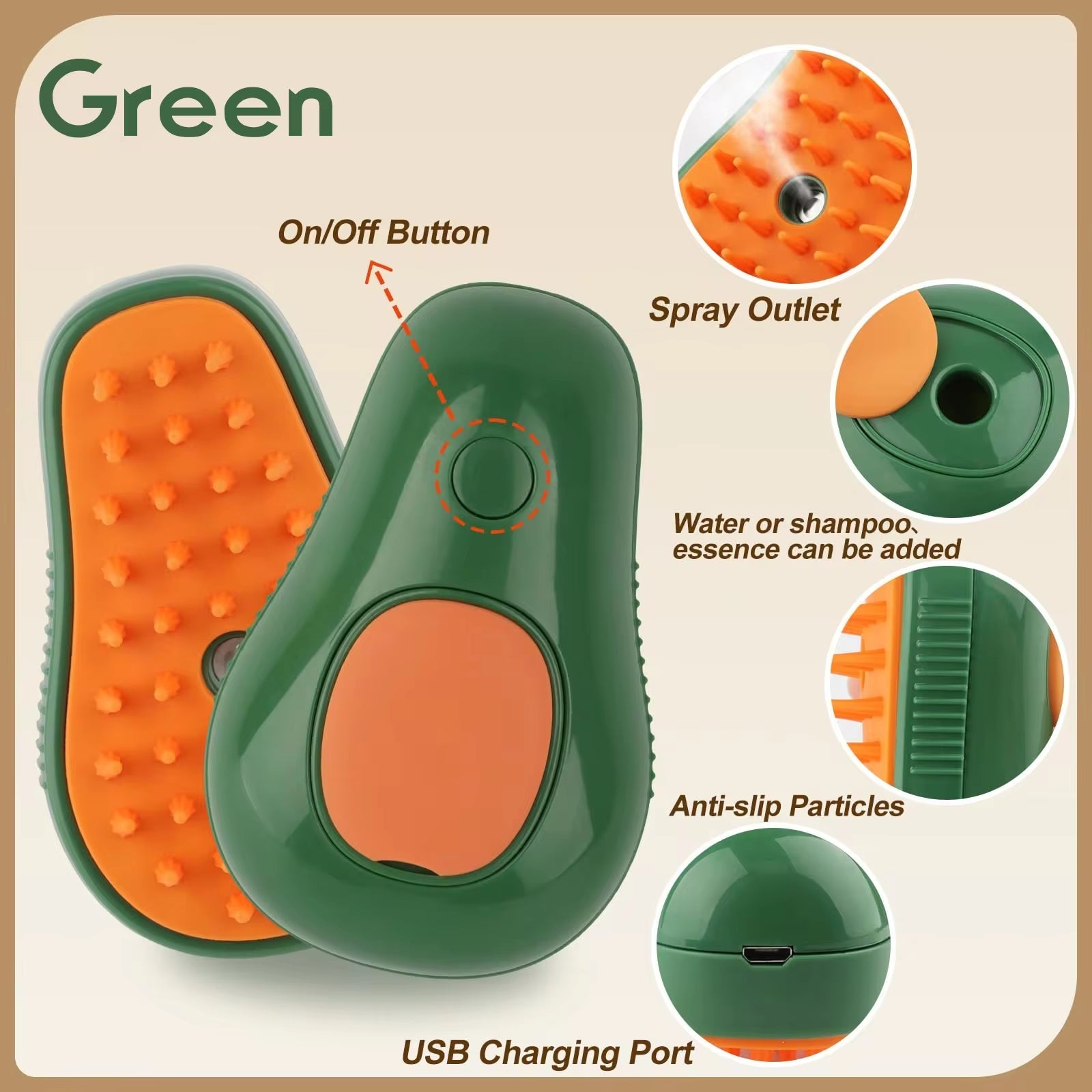 3-in-1 Pet Steam Grooming Brush