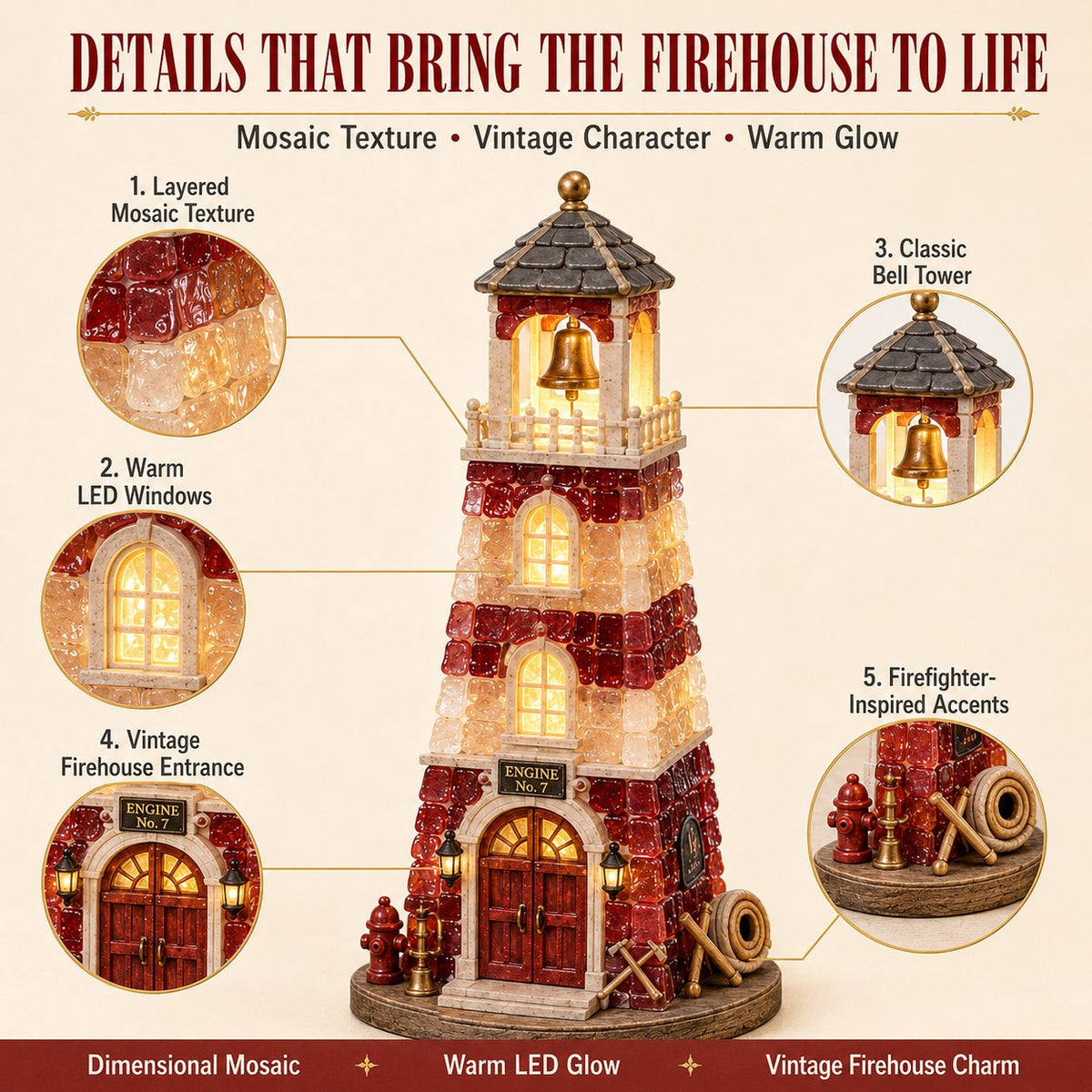 Vintage Firehouse Sea Glass-Style Mosaic Light DIY Kit