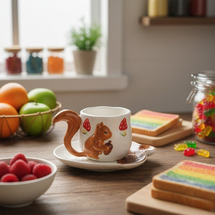 Forest Squirrel Artisan Tea Cup