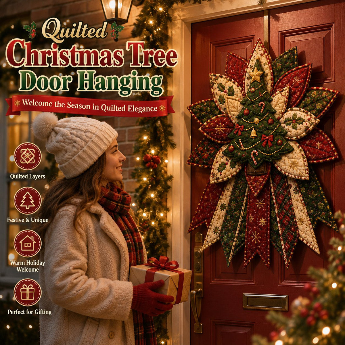 Festive Quilted Christmas Door Hanging DIY Sewing Kit