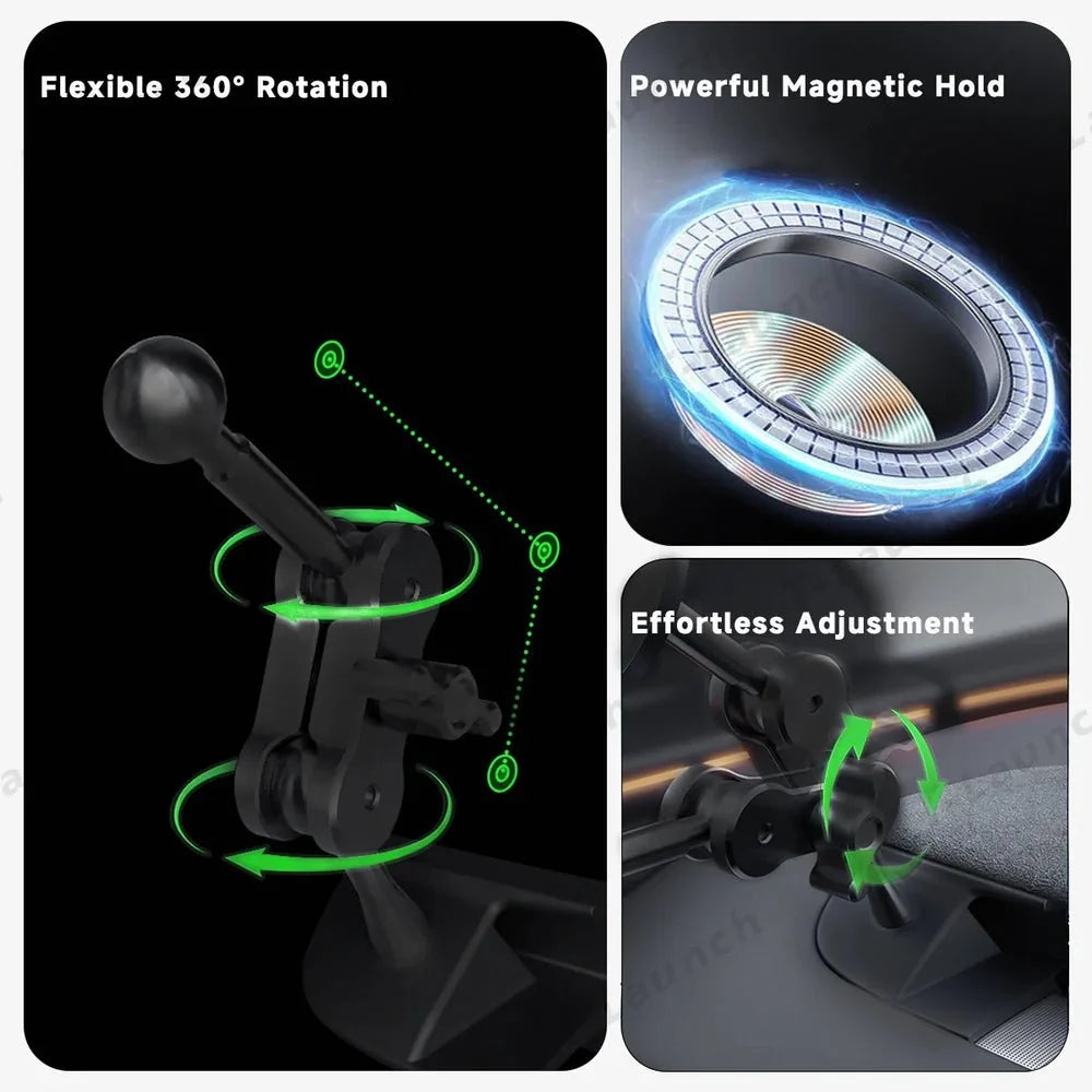 360° Adjustable Magnetic Phone Mount for Tesla Model Y Juniper 2025+ / Model 3 Highland 2024+