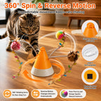 MirokenMiaSpin 360 Magnetic Rotating Cat Teaser Toy for Indoor Cats - USB-C Hands-Free Play to Beat Boredom