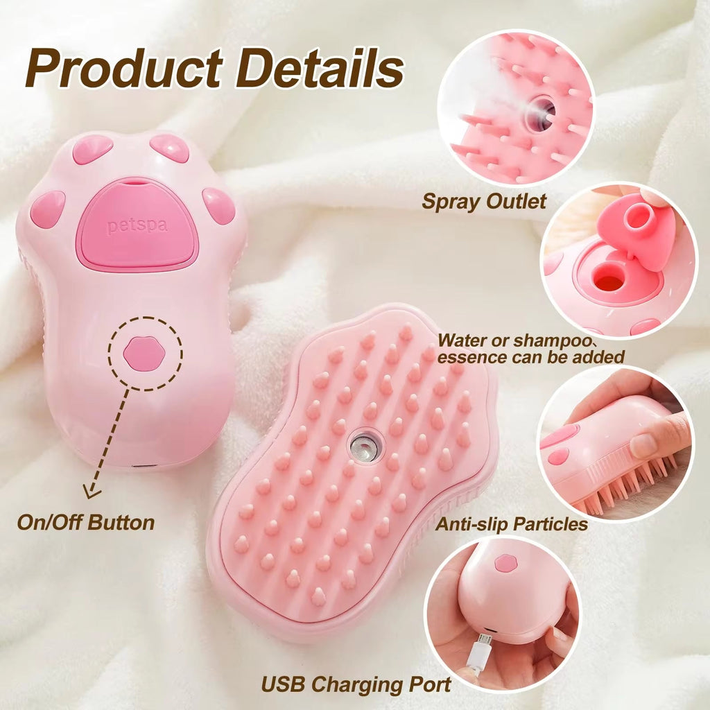 3-in-1 Pet Steam Grooming Brush
