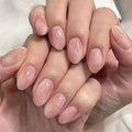Sheer Pink Ombré Short Oval Press-On Nails – 24-Piece Nail Kit with Glue