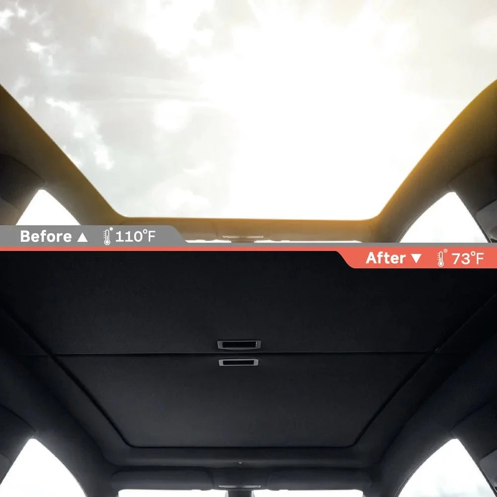 Retractable Roof Sunshade with Dual 1/4" Mounts and Magnetic Points for Tesla Model Y (2020+)