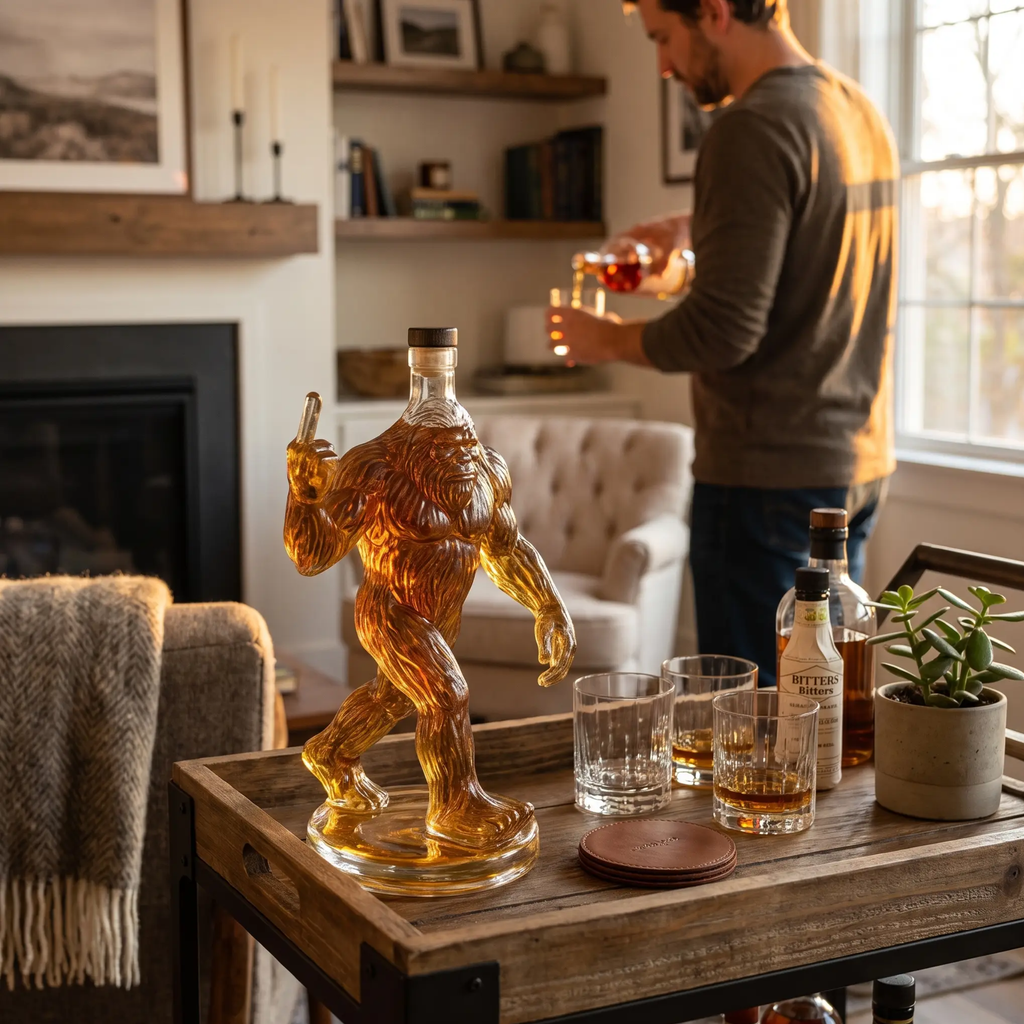 Miroken | Whiskey Decanter Funny Bigfoot Glass Bottle