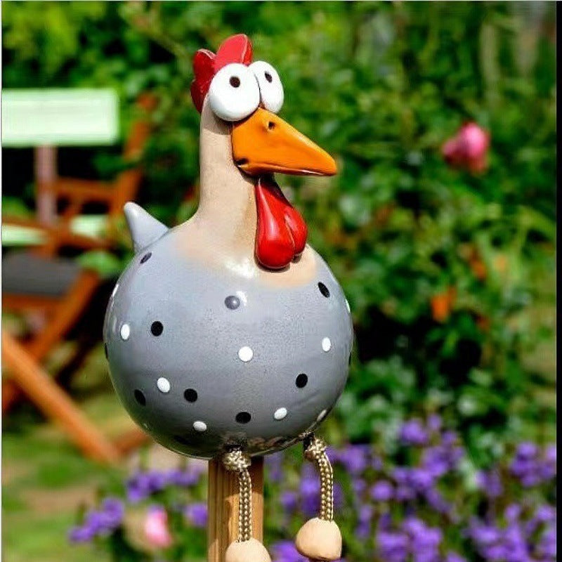 Hand-Painted Resin Chicken Garden Decor with Dangling Legs