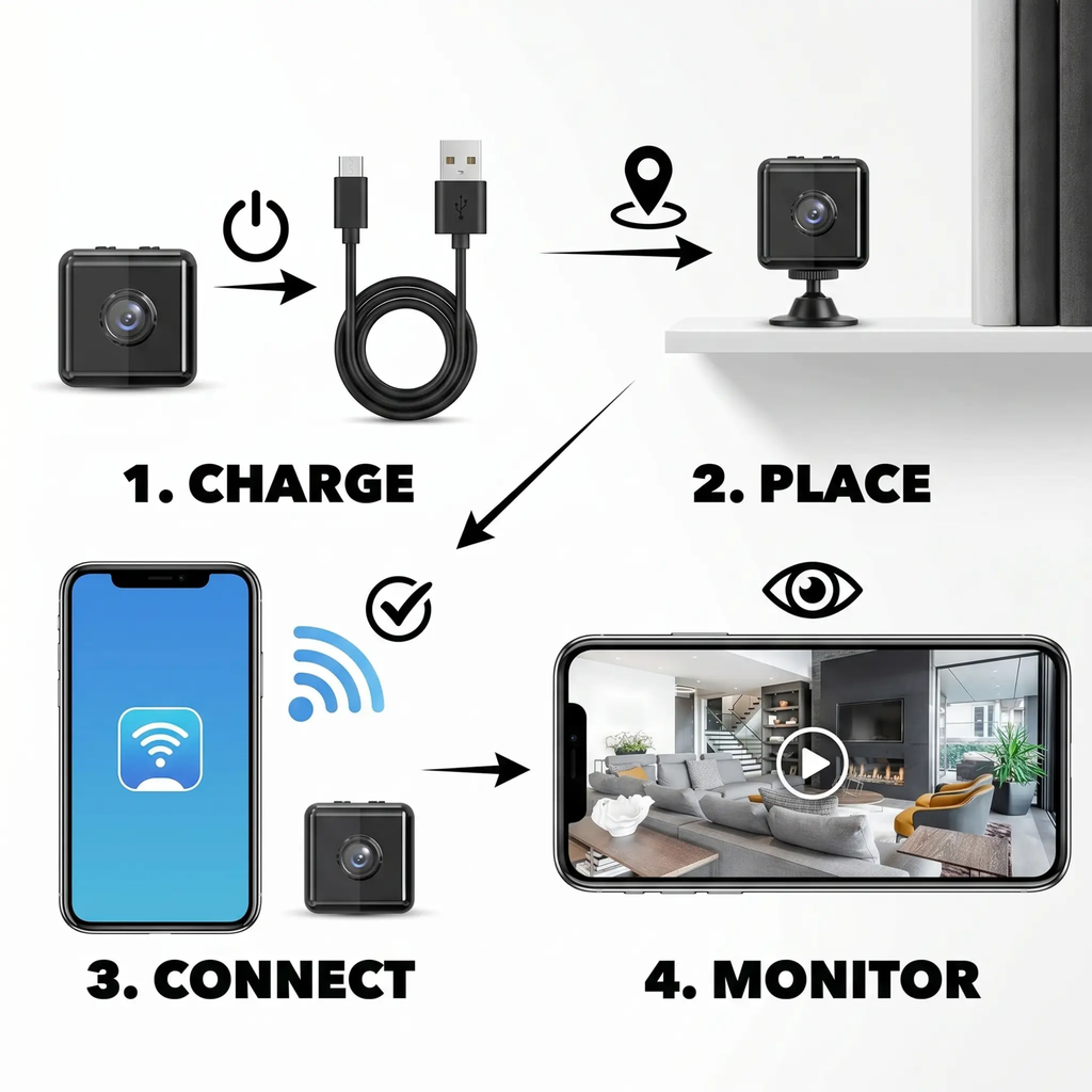 Miroken | 1080P Wireless WiFi Security Camera | Weather-Resistant, App-Controlled & Ideal for Indoor and Outdoor Surveillance | Small Closed Circuit Camera