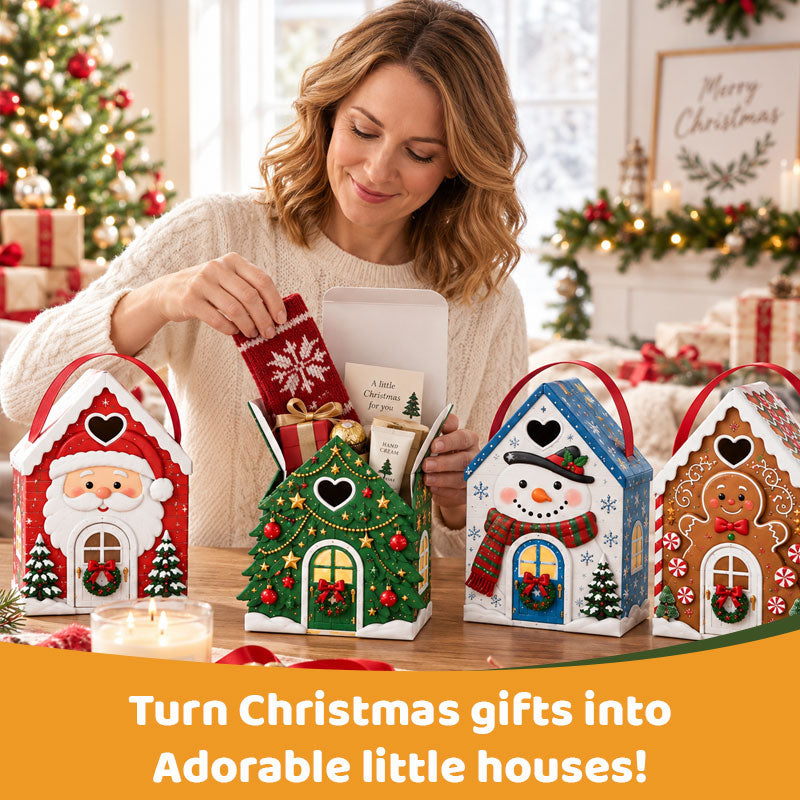 Christmas Cottage Handle Gift Box