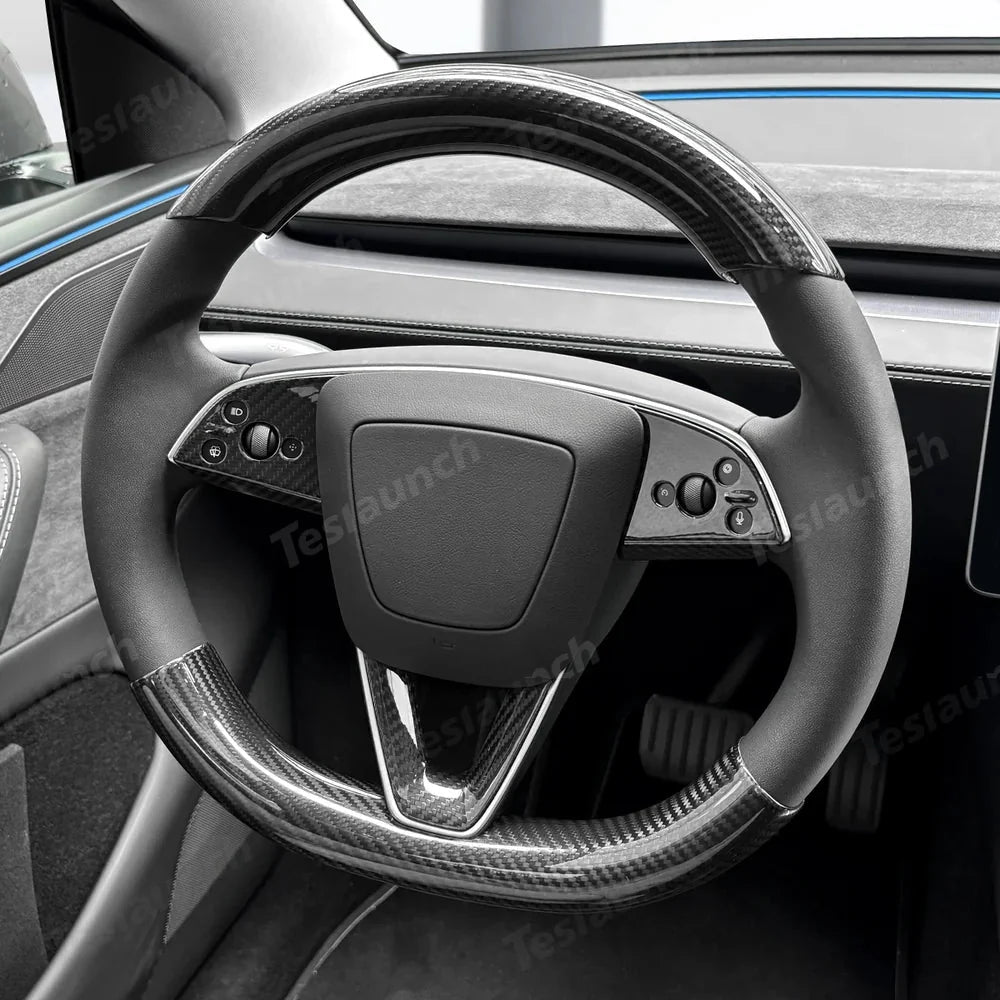 [Real Carbon Fiber] Steering Wheel Trim Cover Kit for Tesla Model YL 2026+