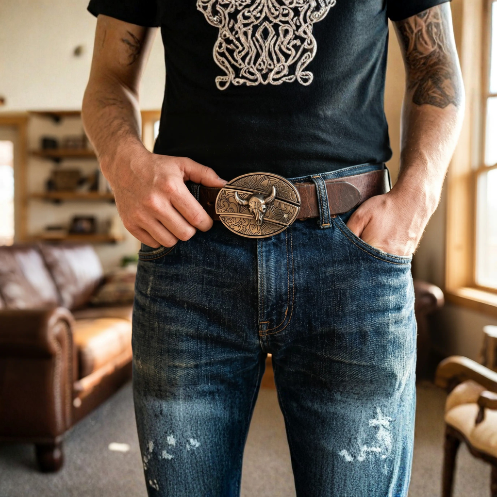 Miroken | Metal Oval Cowboys Belt Buckle