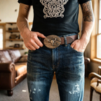 Miroken | Metal Oval Cowboys Belt Buckle