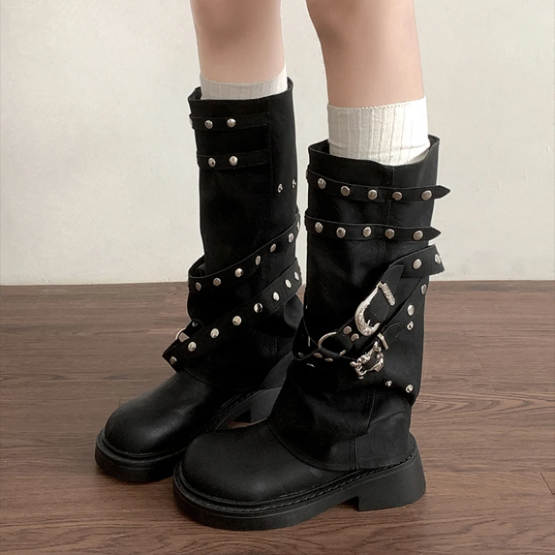 Astrid Long Riveted Boots