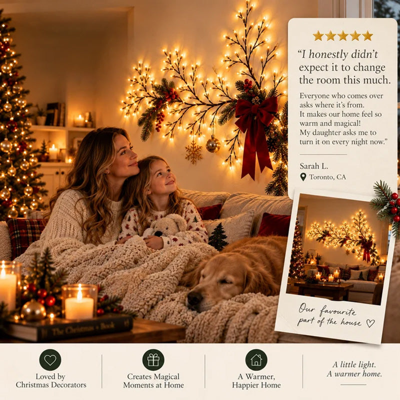 Flexible LED Branch Lights | Remote-Controlled Holiday Wall Decor