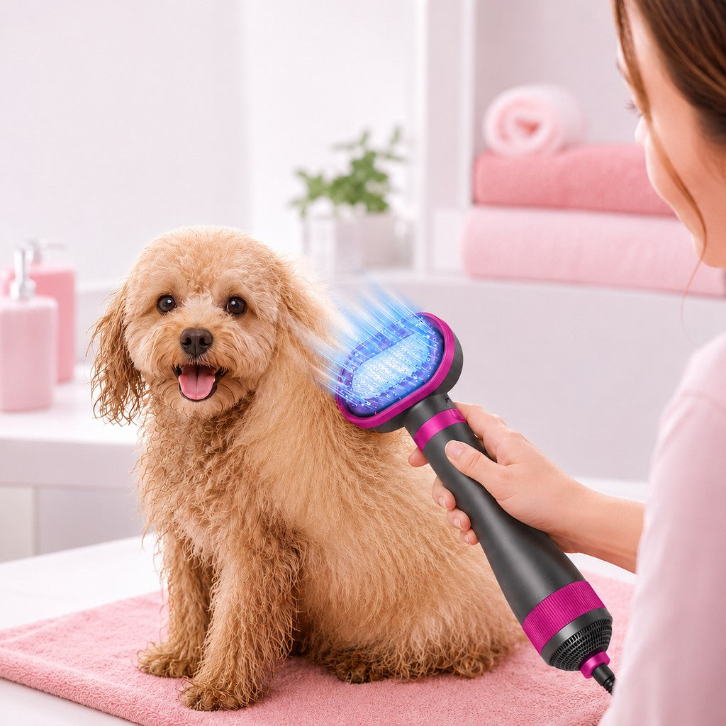 Miroken4-in-1 Pet Dryer Brush for After-Bath Grooming, Low-Noise Dog & Cat Hair Dryer Comb for Easier Drying, Brushing & Detangling