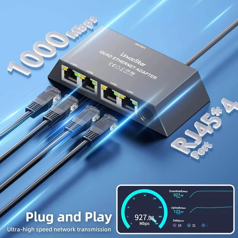 4-Port Ethernet Adapter for Starlink Gen 3 / Mini – Connect Up to 4 Devices