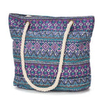 1Beach bag with floral motifs and sturdy rope handles Miroken