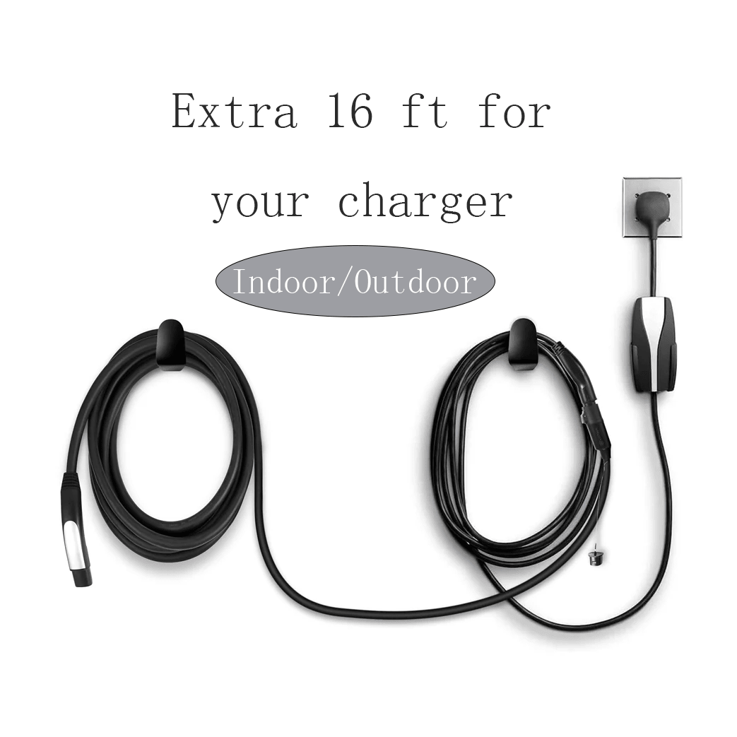 48A EV Charging Extension Cable with One-Button Switch for Tesla M3/Y/S/X-16FT