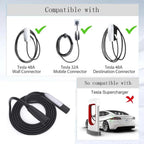 48A EV Charging Extension Cable with One-Button Switch for Tesla M3/Y/S/X-16FT