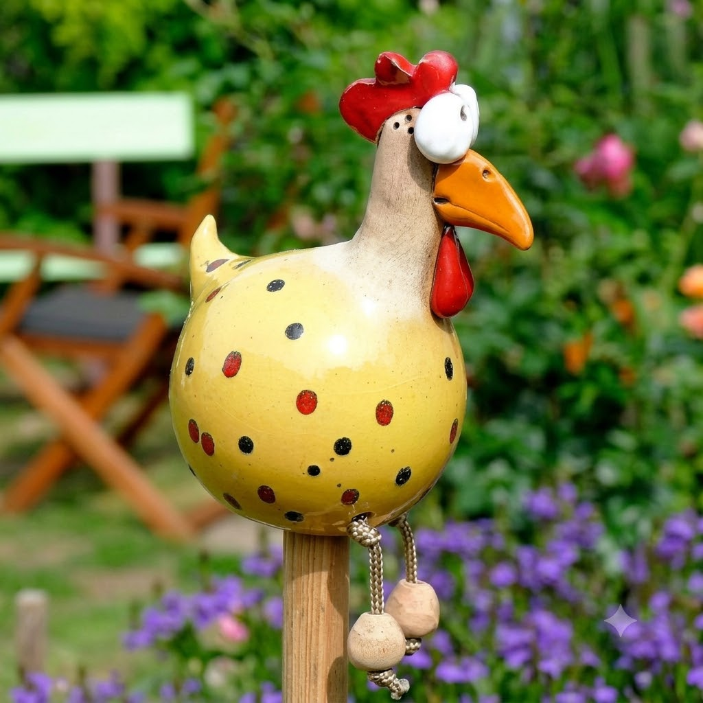Hand-Painted Resin Chicken Garden Decor with Dangling Legs