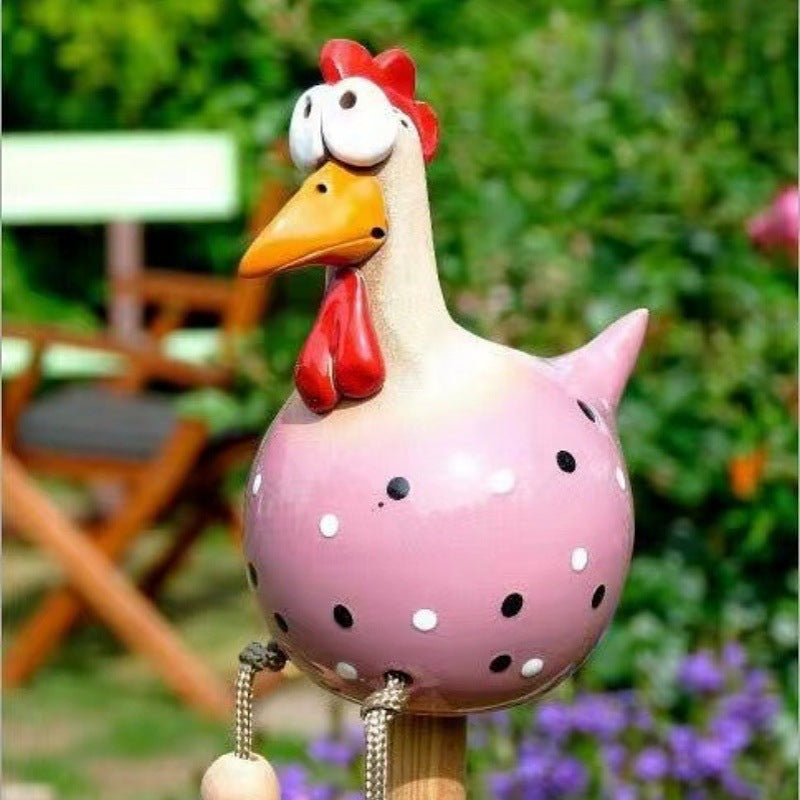 Hand-Painted Resin Chicken Garden Decor with Dangling Legs