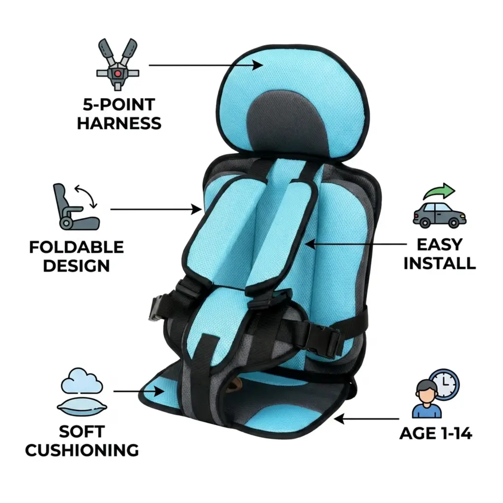 Miroken | Portable & Foldable Child Car Booster Seat