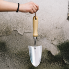 3-Piece Stainless Steel Garden Tool Set with Wooden Handles: Trowel, Fork, Multitool