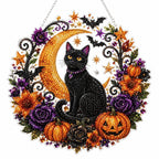 Halloween Wreath Diamond Painting DIY Kit, Acrylic Hanging Ornament for Window Home Decor
