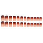 Coffee Brown Shimmer Ombre French Square Press On Nails | 24 Count