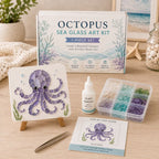 DIY Sea Glass Mosaic Art Kit – Create Beautiful Ocean-Inspired Artwork with Colorful Glass Pieces, Coastal Home Decor & Creative Handmade Gift