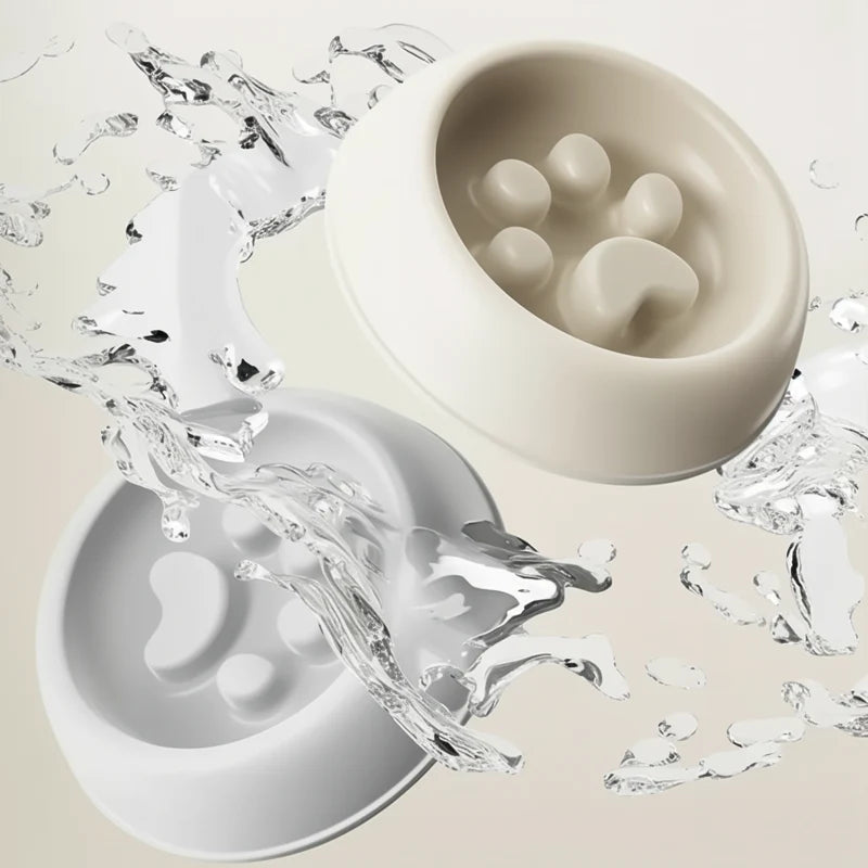 Paw Print Slow Feeder Dog Bowl