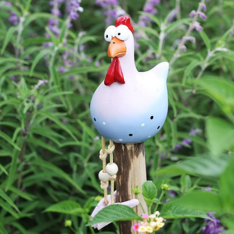 Hand-Painted Resin Chicken Garden Decor with Dangling Legs