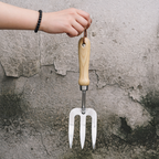 3-Piece Stainless Steel Garden Tool Set with Wooden Handles: Trowel, Fork, Multitool