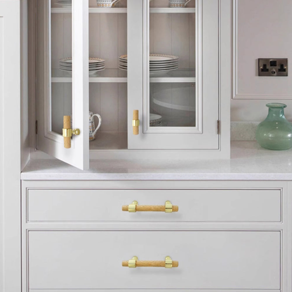 Vintage Walnut Wood Cabinet Pulls