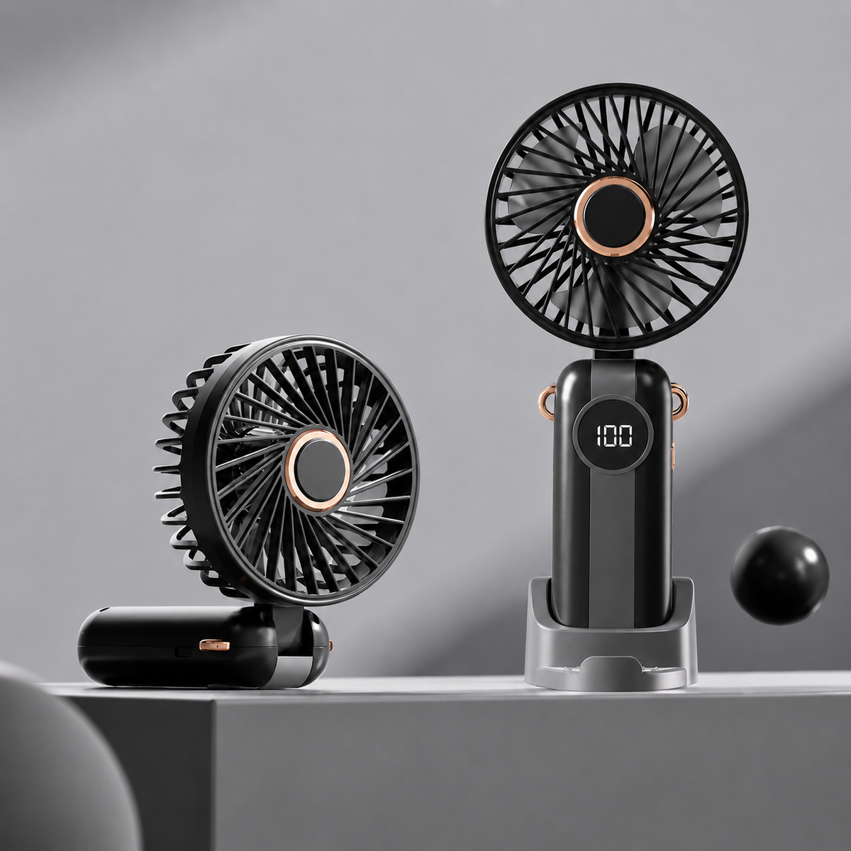 1200mAh Mini USB Rechargeable Fan with 5 Speeds & LED Display