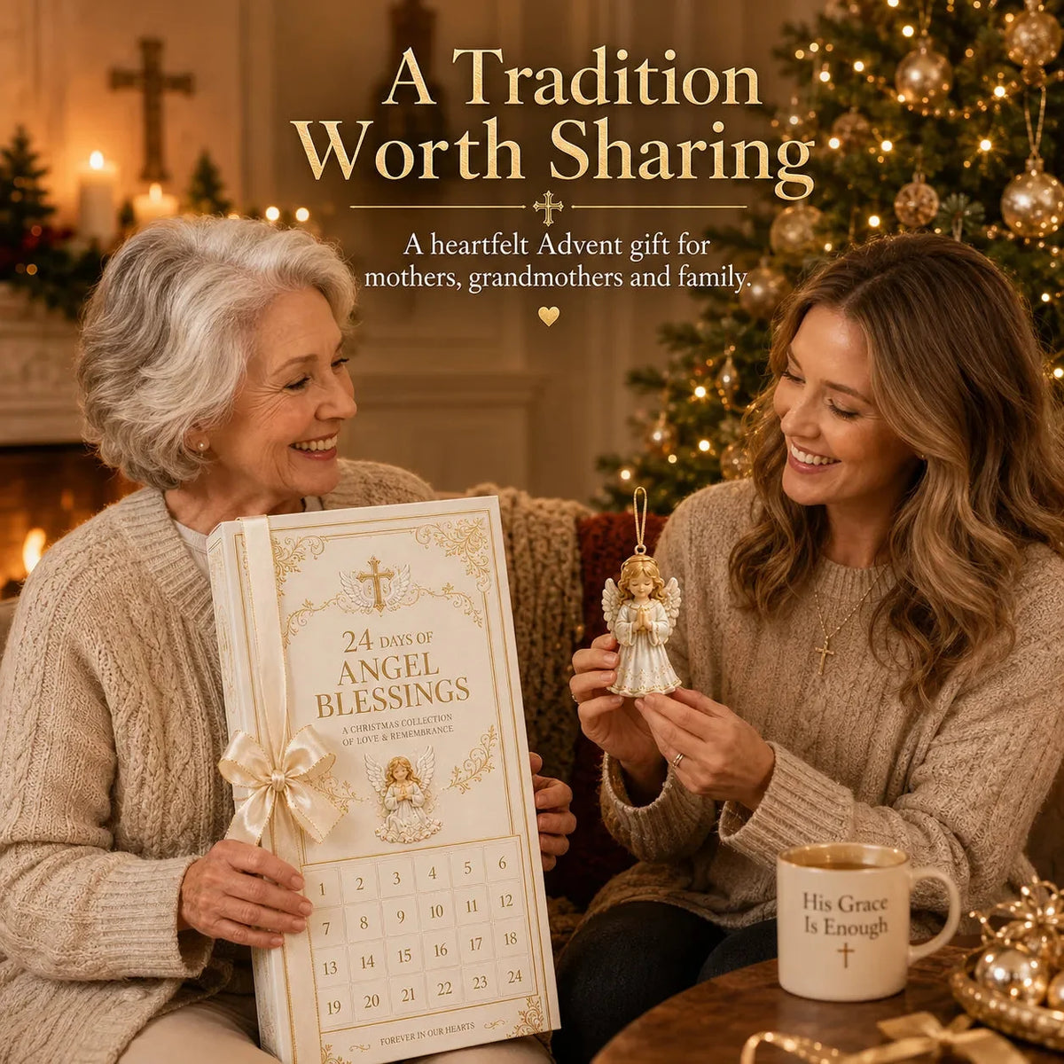 24-Day Angel Christmas Advent Calendar | 24 Unique Faith-Inspired Angel Ornaments with Hanging Loops for Daily Advent Surprises & Tree Display