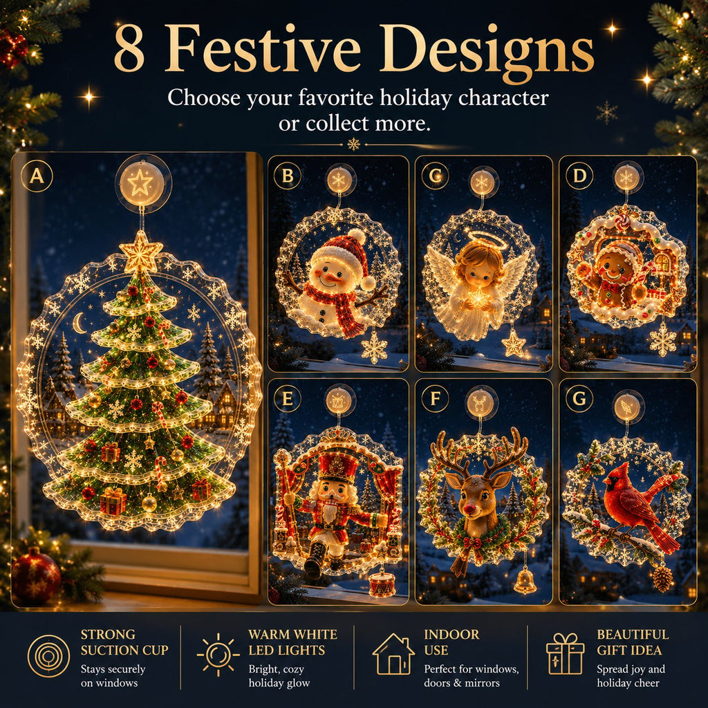 Christmas Window Light Ornament with Suction Cup