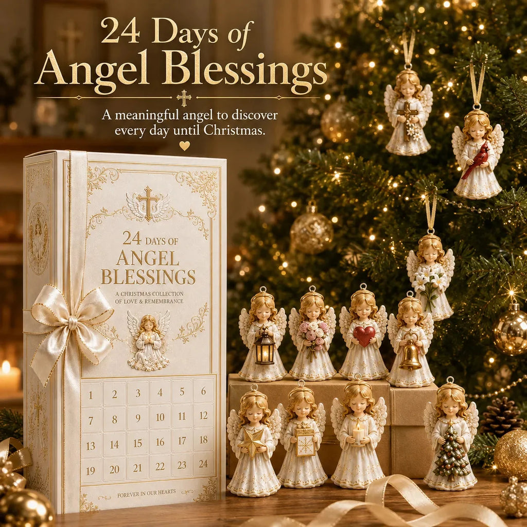24-Day Angel Christmas Advent Calendar | 24 Unique Faith-Inspired Angel Ornaments with Hanging Loops for Daily Advent Surprises & Tree Display