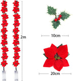 🎁LED Poinsettia Christmas Garland Lights for Holiday Decor