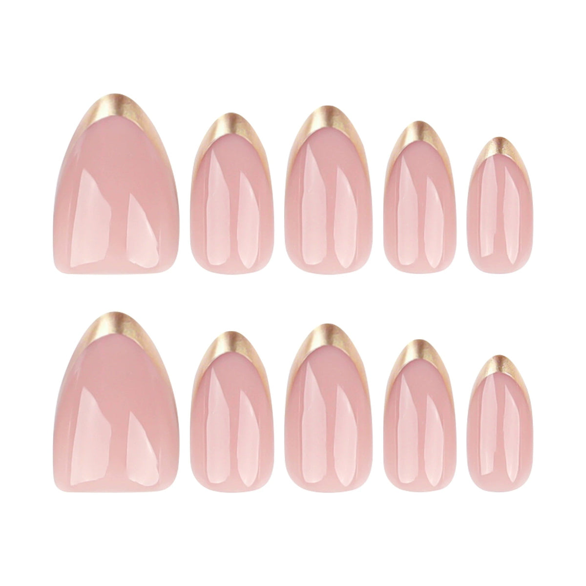 24-Piece Gold French Tip Short Almond Press-On Nails with Glue