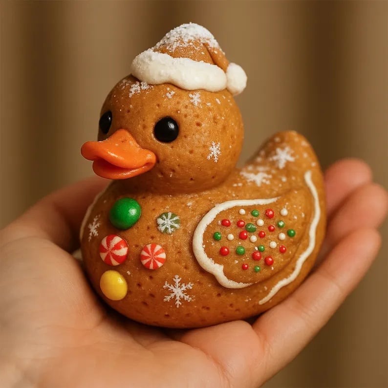Cozy Christmas Duck Figurine