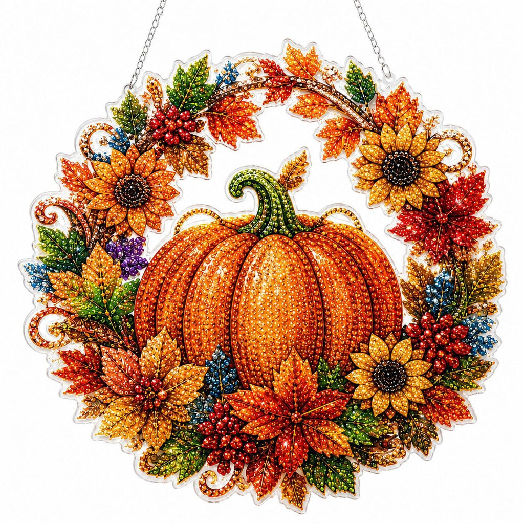 Halloween Wreath Diamond Painting DIY Kit, Acrylic Hanging Ornament for Window Home Decor