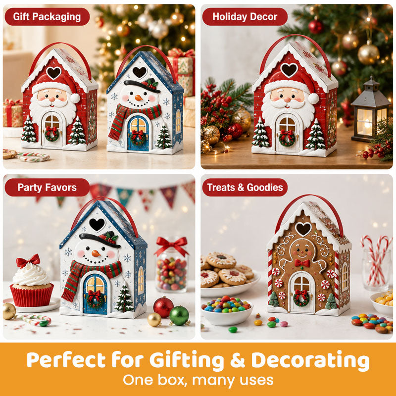 Christmas Cottage Handle Gift Box