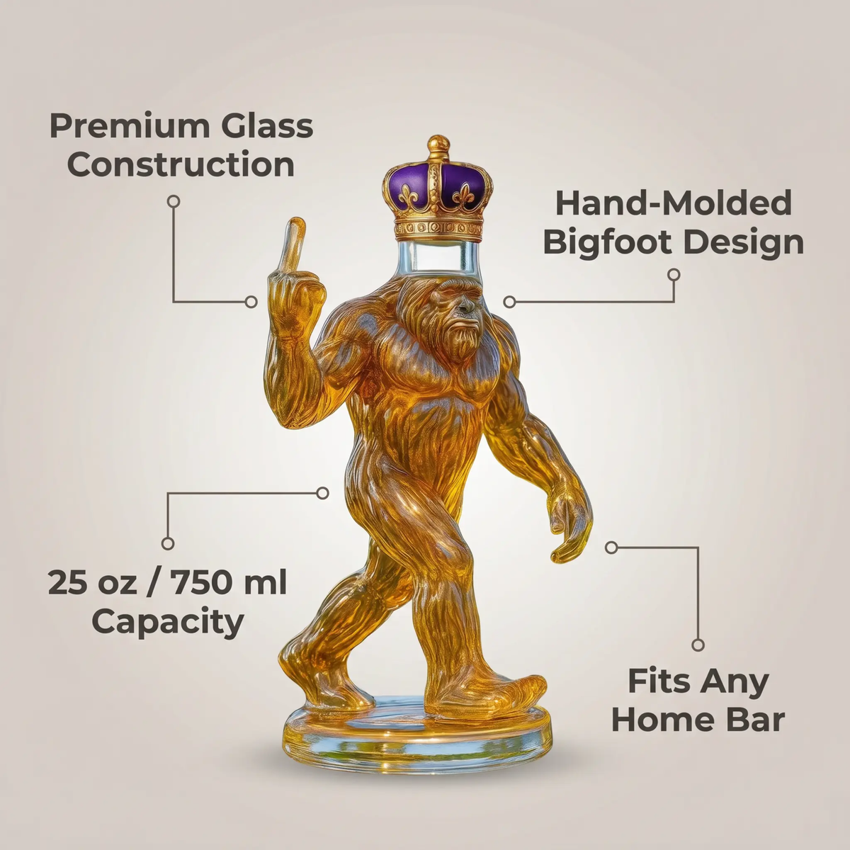 Miroken | Whiskey Decanter Funny Bigfoot Glass Bottle