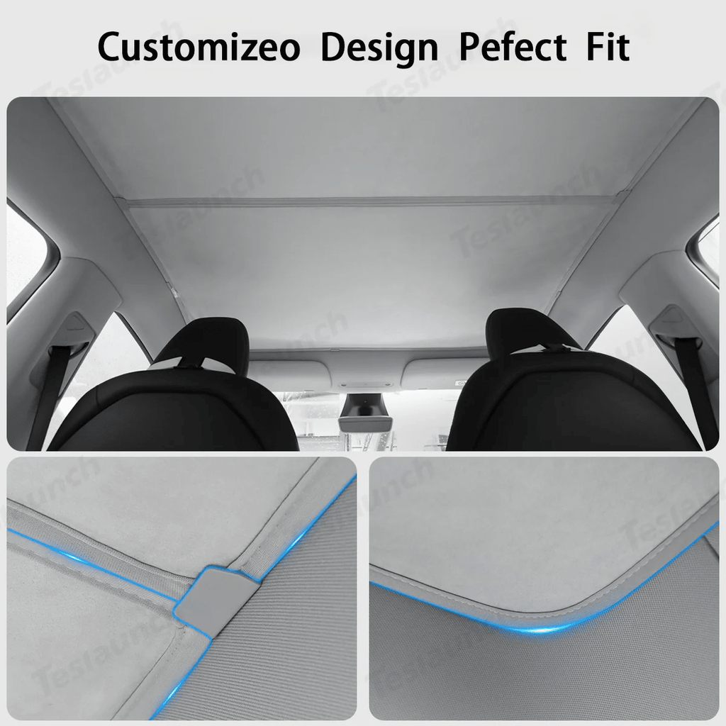 Wholesale Alcantara Split Nano Ice Crystal Glass Roof Sunshade for Tesla Model Y Juniper 2025+（28 Sets）