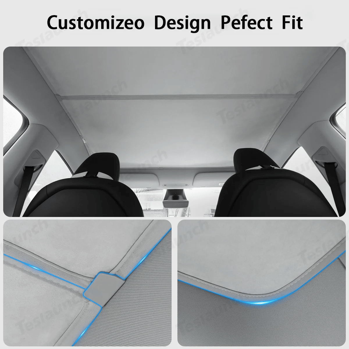 Wholesale Alcantara Split Nano Ice Crystal Glass Roof Sunshade for Tesla Model Y Juniper 2025+（28 Sets）