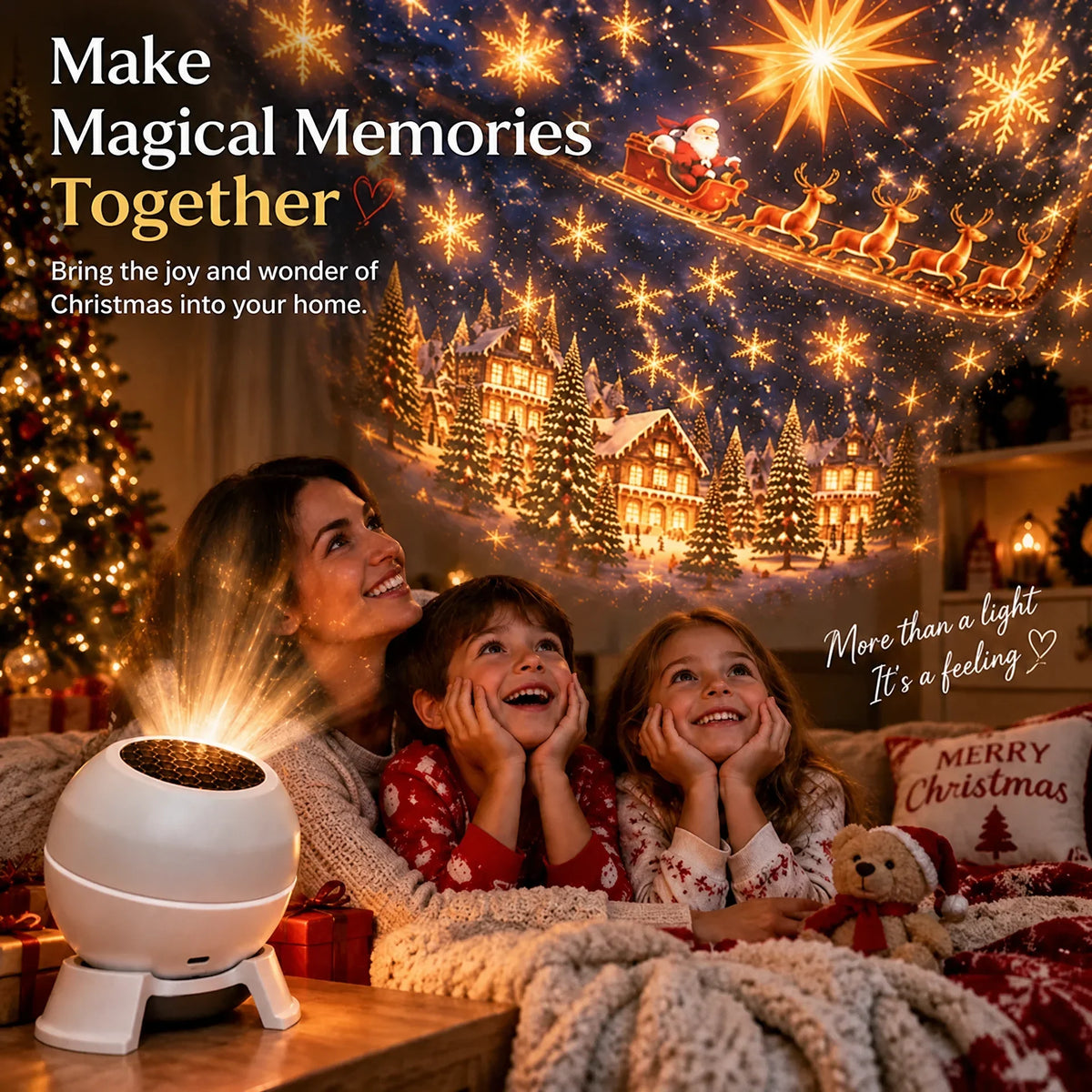 🎁 Turn Any Room Into a Christmas Wonderland – Holiday Projection Night Light
