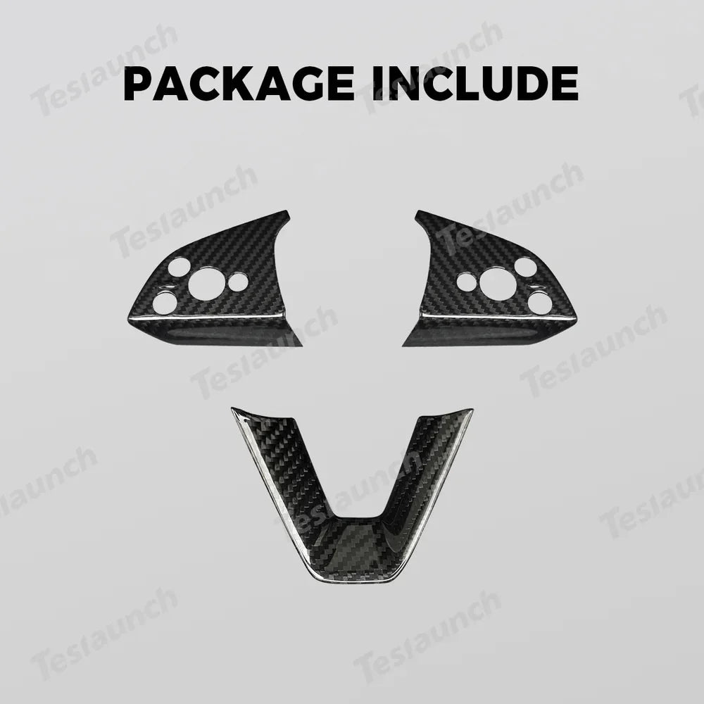 [Real Carbon Fiber] Steering Wheel Trim Cover Kit for Tesla Model YL 2026+